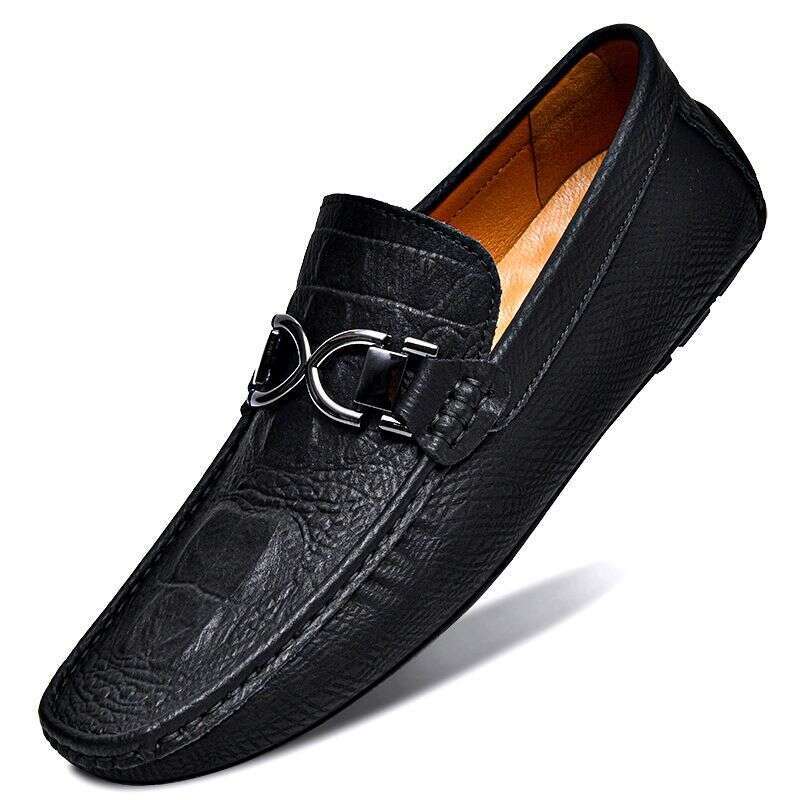 2023 new e-commerce live cowhide crocodile beans slip-on driving casual leather shoes men