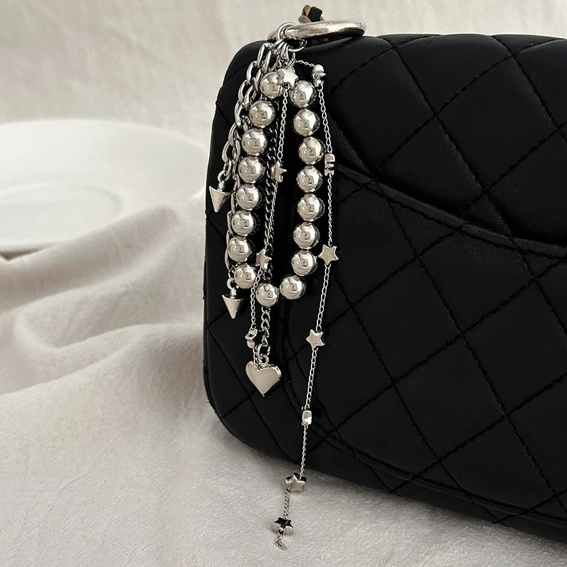 2025 Pearl Beadeds Chain Keychain Ccb Peach Heart Bead Bag Pendant Jewelry Accessories Daily Wear Gifts 250811