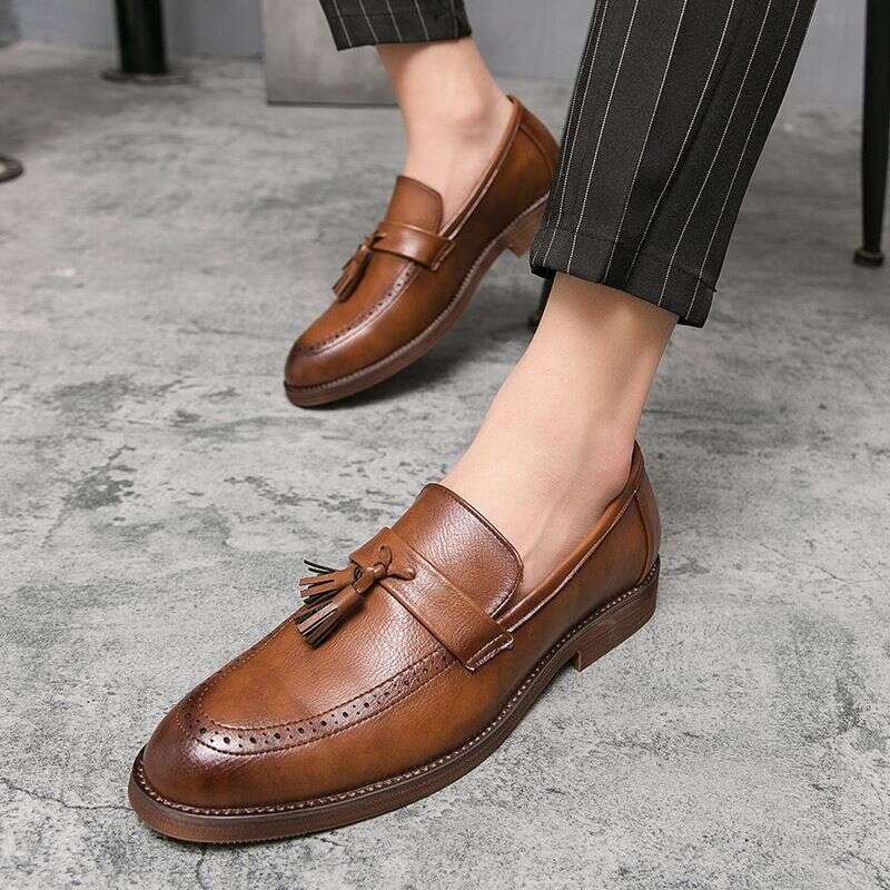 Casual Hairstylist Pointed Toe Korean Men's British Style Large Size Leather Shoes