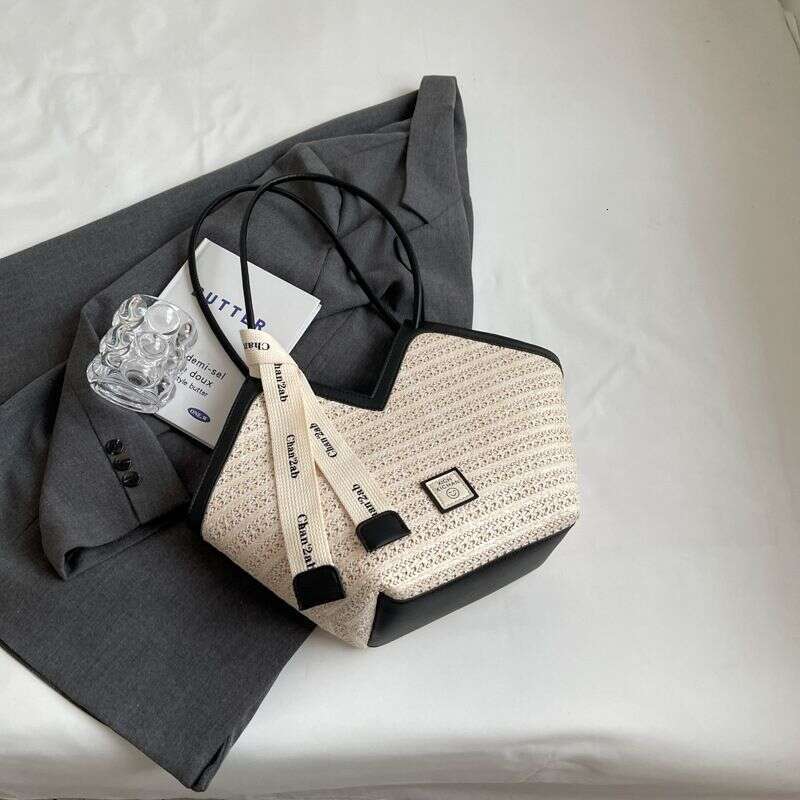 Woven Straw Women's Large Capacity New Summer Versatile Shoulder Texture Popular Commuter Tote Bag