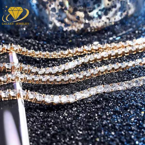 Hip-Hop Glamour Pass Diamond Tester 3mm 4mm 5mm Sparkling Vvs Moissanite Stones Rapper 925 Silver Tennis Chain Urban Fashionista