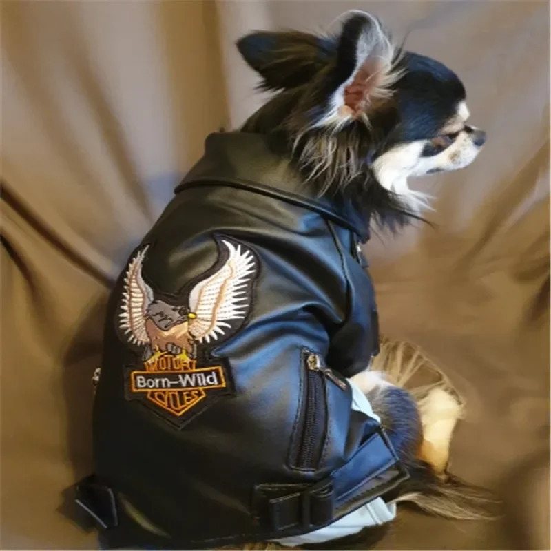 Glorious Eagle Pattern Dog Coat PU Leather Jacket Soft Waterproof Outdoor Puppy Outerwear Fashion Clothes For Small PetXXSXXL 250814