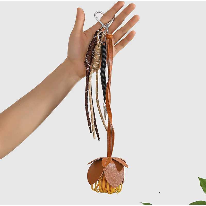 New Leather Wer Keychain Fashion Hanging Ornaments Lanyard Bag Accessories For Women Cute Bag Charm Pendant With Braided Rope Y250815