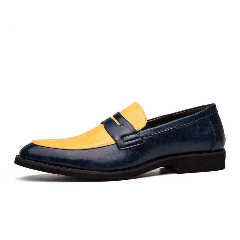 Men's Slip-On Casual PU Leather Flat Shoes Fashion Business Wedding Dress Loafers for Man Non-Slip