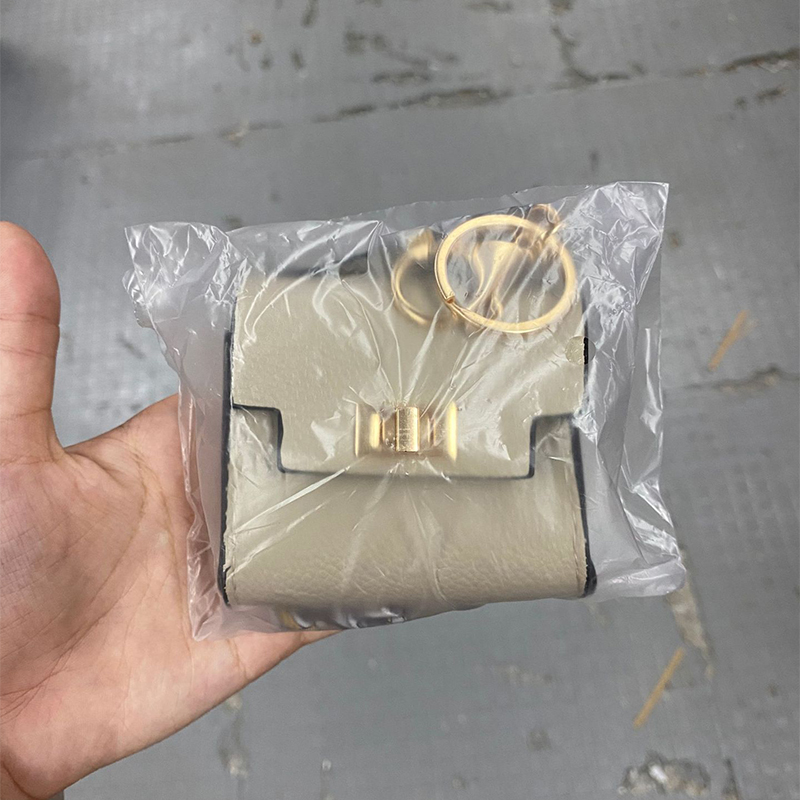 Luxury Designer Mini Square Leather Bag Charm Lock design Earphone Case Cute bag Pendant Fashion Decor Accessories Creative Keychain Women Gift