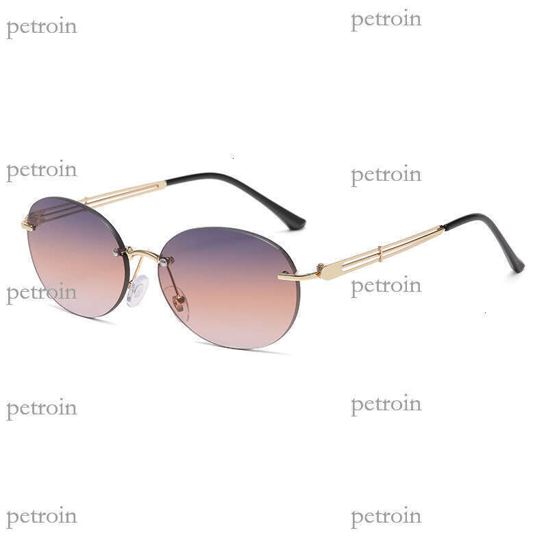 New Fashion UV Protection for Women High-end Simple Style Versatile Metal Frameless Internet Celebrity Sunglasses Trendy