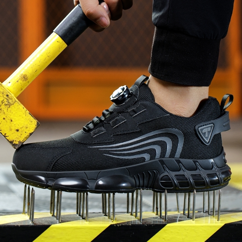 Rotary button safety shoes for men antiimpact and antipiercing work fashionable mens sports pro w250801