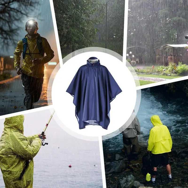 Hooded Rain Poncho Waterproof Portable Outdoor Canopy Lightweight Raincoat Hiking Hooded Coat for Hiking Camping adults Y250814