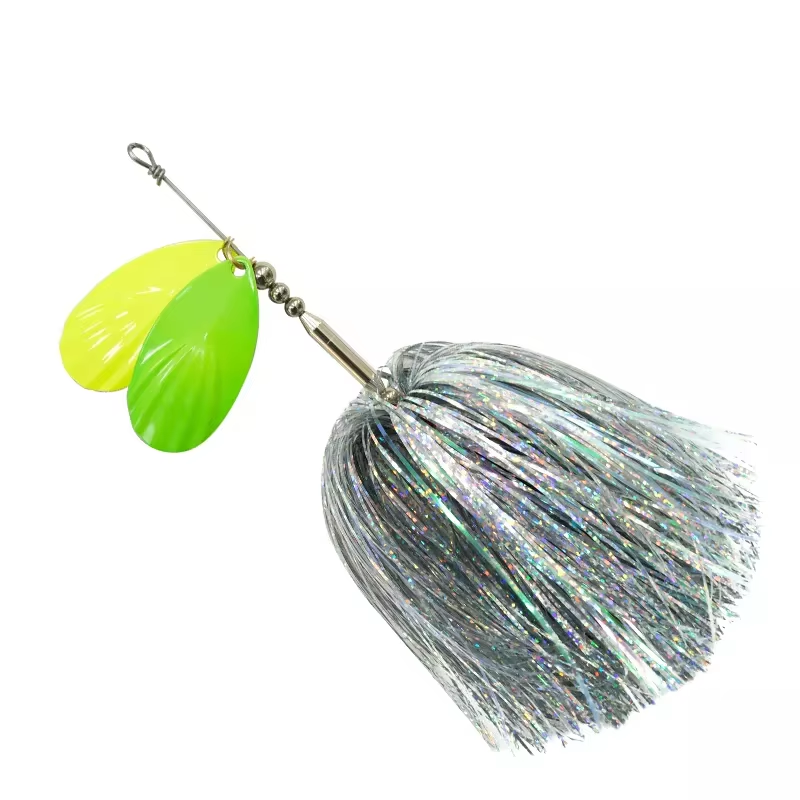 Soft Tinsel Seasky Spinner Bait - Metal Spoon Lure for Pike & Muskie Freshwater Fishing