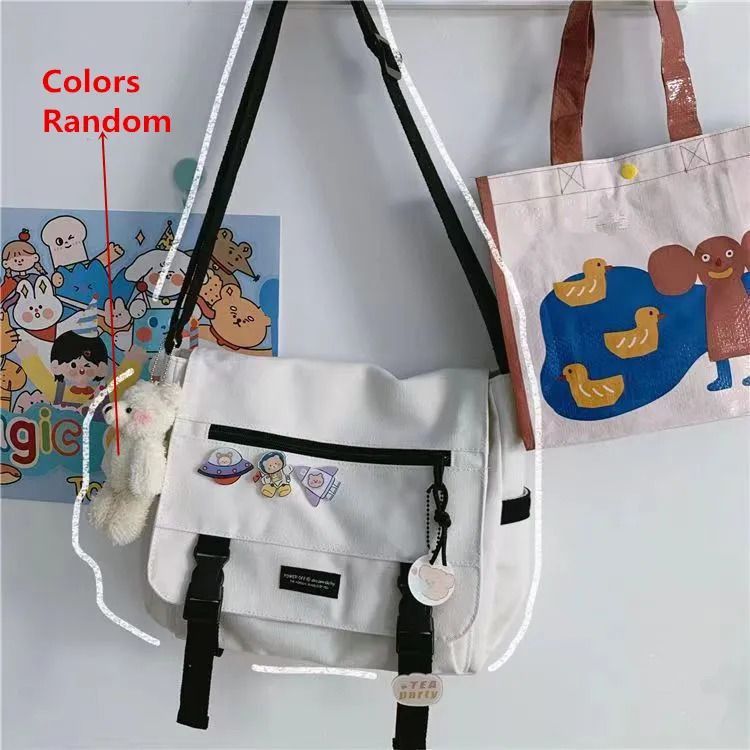 Harajuku Versatile Messenger Bag Retro Street Crossbody Bag Student School Canvas BagCasual Large Capacity Shoulder Bag 250809