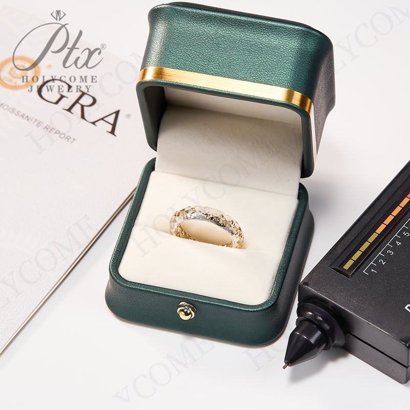 Pass Diamond Tester Faceted Moissanite Ring Unique Champagne Fashion Charm Jewelry Hand Carved Crafts Gifts Women Men Customized Ring