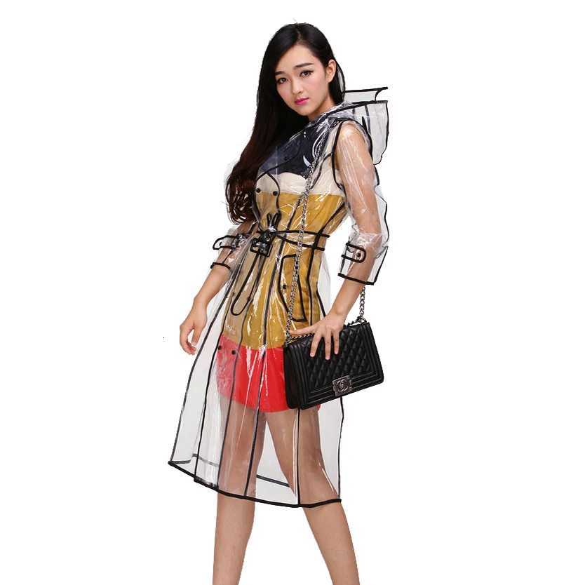 Waterproof Transparent Plastic Clear Long Ladies Raincoats Women Men Fashion Rain Coat s Hooded with Belt Y250814