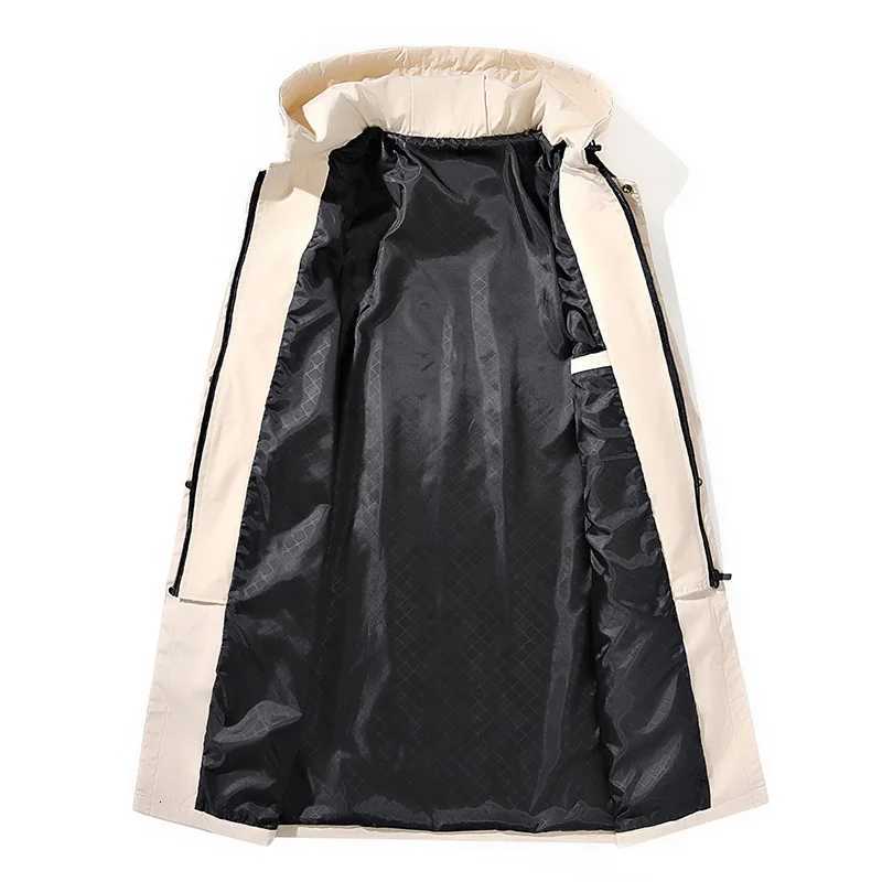 9XL Trench Coat Men Plus Size Long Windbreaker Spring Autumn New Mens Hooded Jacket for Men 8XL Men Clothing W250815