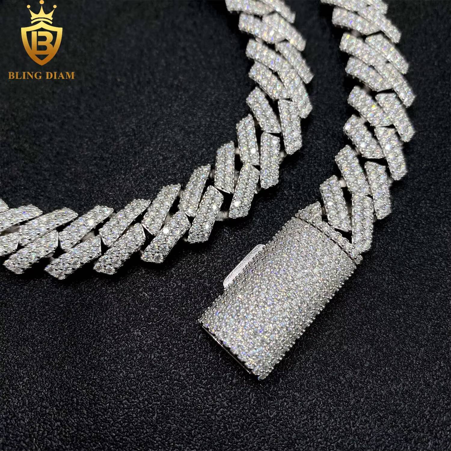 13mm Miami Hip Hop Jewelry Necklace 925 Sterling Silver Moissanite Cuban Link Chain Iced Out Gra Certificate