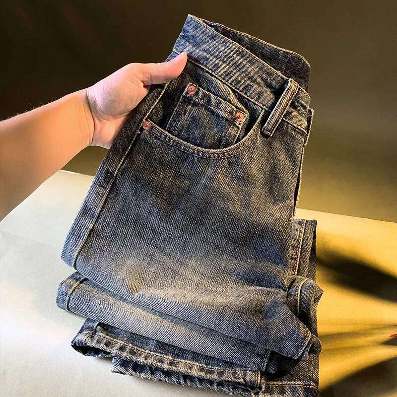 High end retro washed denim jeans for men in autumn 2025, new men's clothing Korean version straight tube loose and soft pants