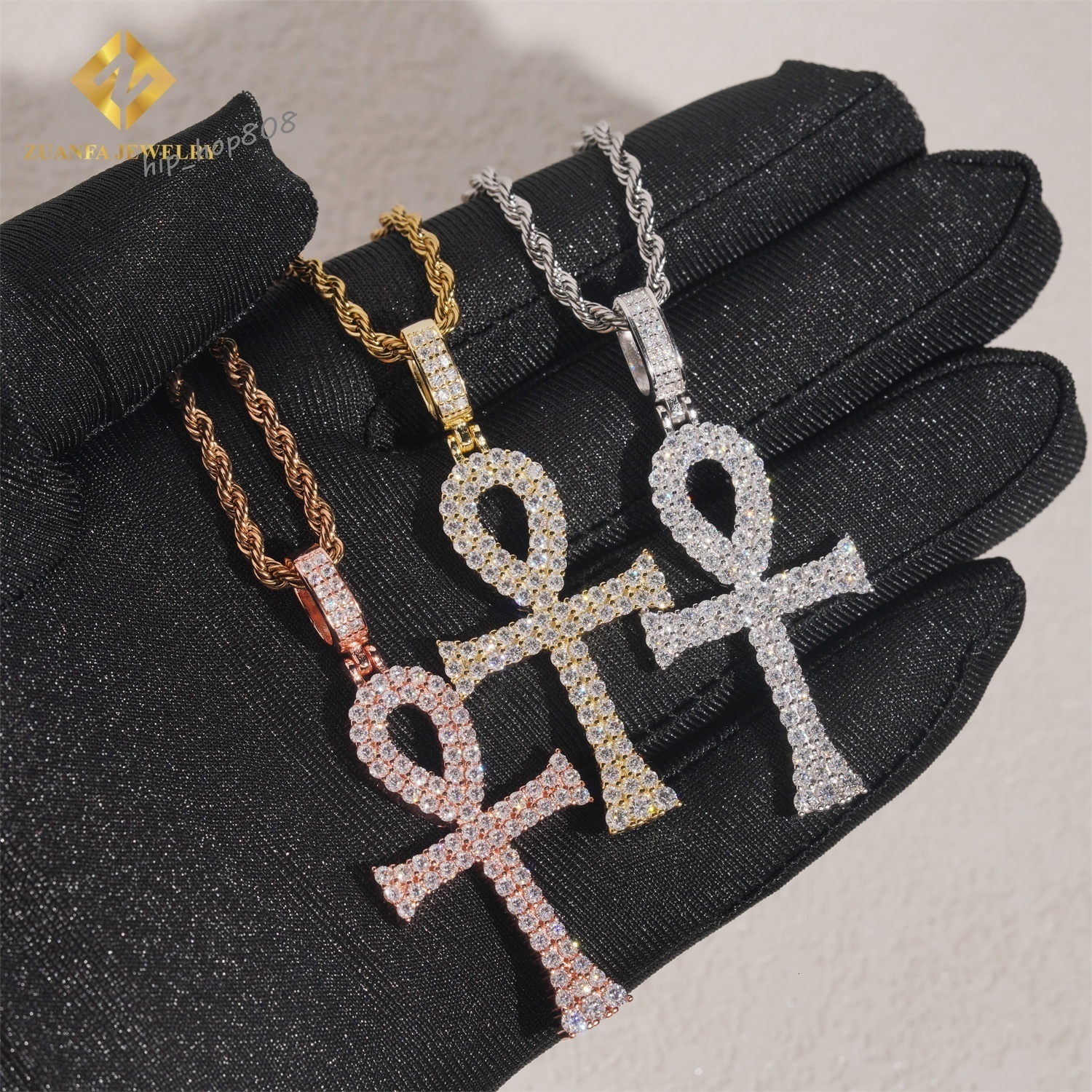 RTS Wholesale Price 925 Silver Moissanite Cross Pendants Hip Hop Jewelry Men Women Iced Out Fashion Cross Charms Pendant