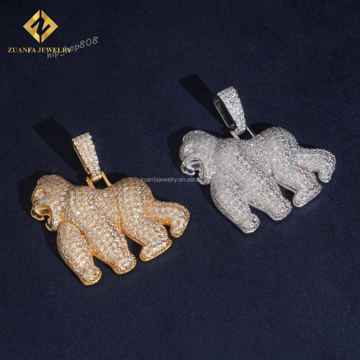 Drop Shipping Ship From USA Local Stock GRA Certificate Iced Out Hip Hop Jewelry 925 Silver Moissanite Diamond Gorilla Pendant