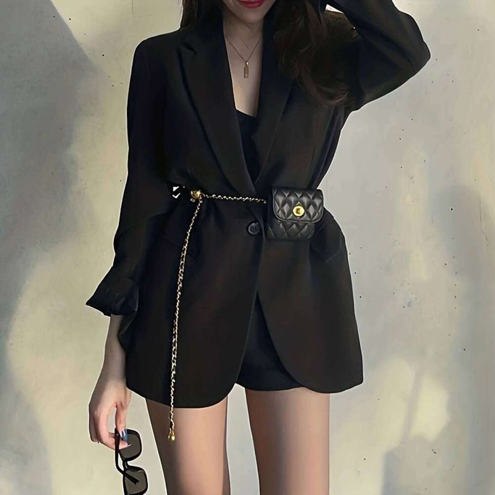 Fashion Women Check Pattern Chain Leather Chain Shoulder Strap Women's Crossbody Wallet Fashion Bag Detachable Play Waist Belt