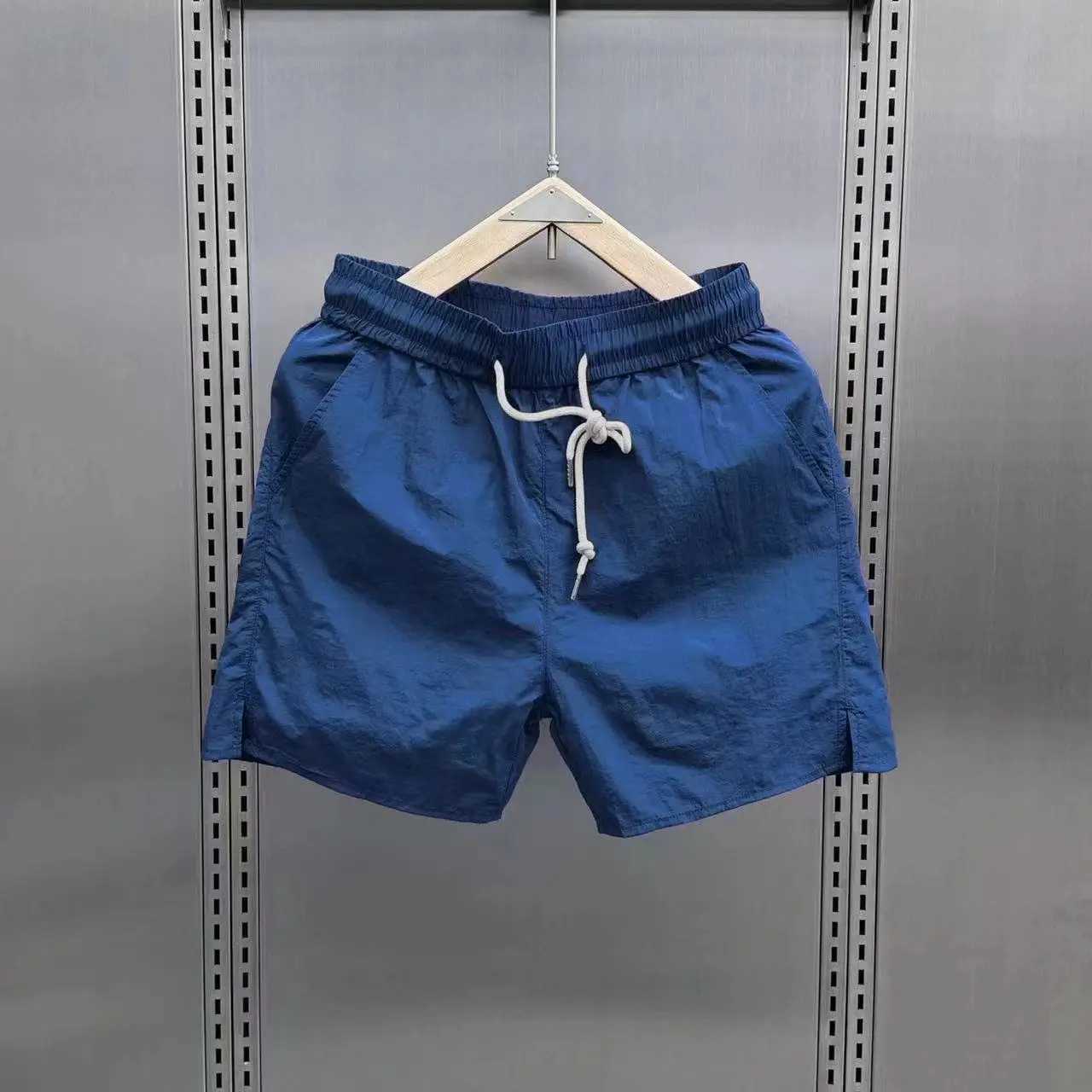 Men Summer Thin Ice Silk Quick-drying Casual Drawstring Solid Color Beach Pants Y250814