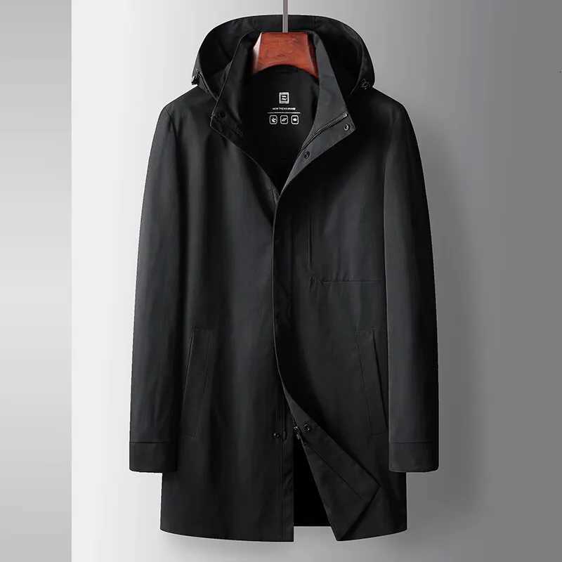 2025 Spring and Autumn New Mens Hooded Business Casual Windbreaker Coat Anti-Wrinkle and Heat-Free Korean Edition Windbreaker W250815