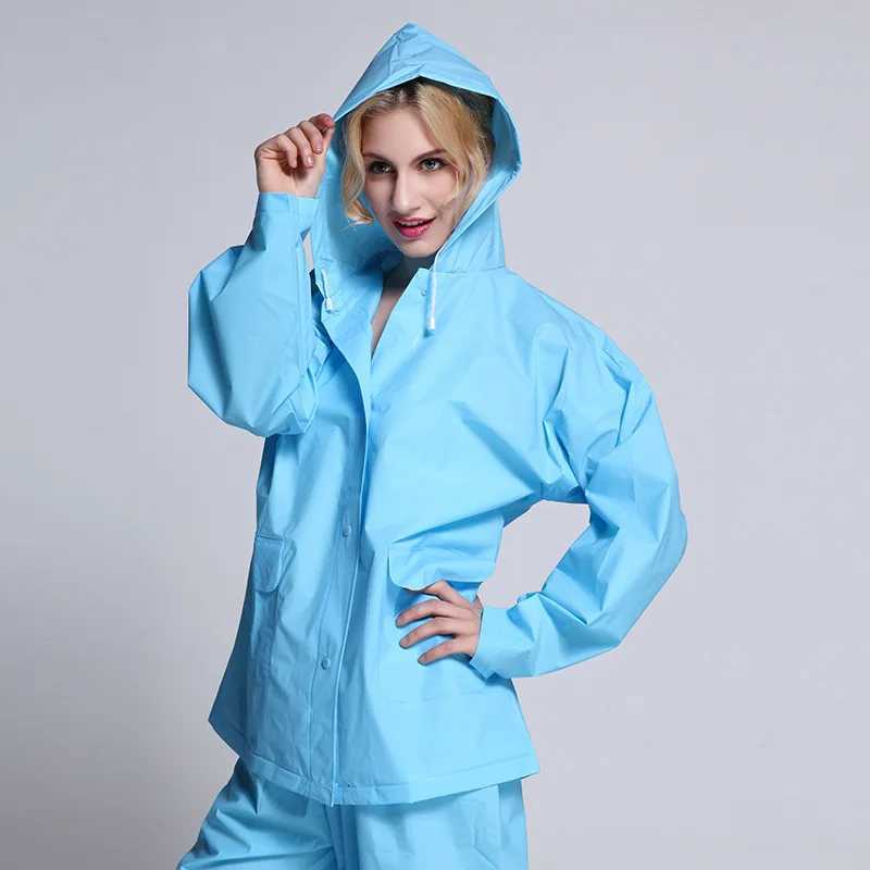 EVA Transparent Motorcycle Electric Bicycle Raincoat Rain Pants Fashion Adult Ride Set Rain Coat Thickening Poncho For Women Y250814