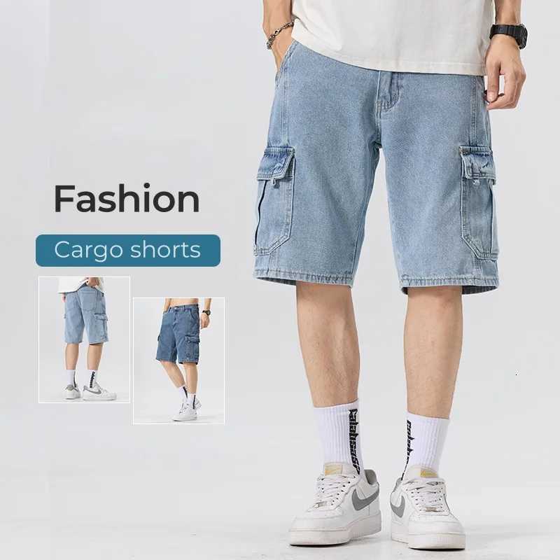 Mens Loose Straight Denim Shorts Summer Washed Cotton Soft Fashion Cargo Shorts Male Bermuda Casual Short Jeans Streetwear Y250814