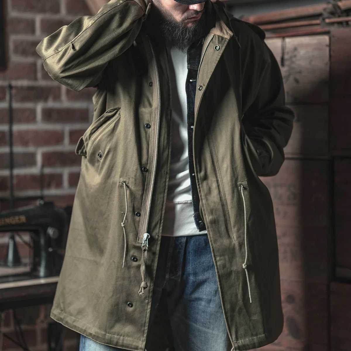 Bronson M-95 Fishtail Parka Shell Satin Cotton Army Type M-5 Coat Jacket W250815