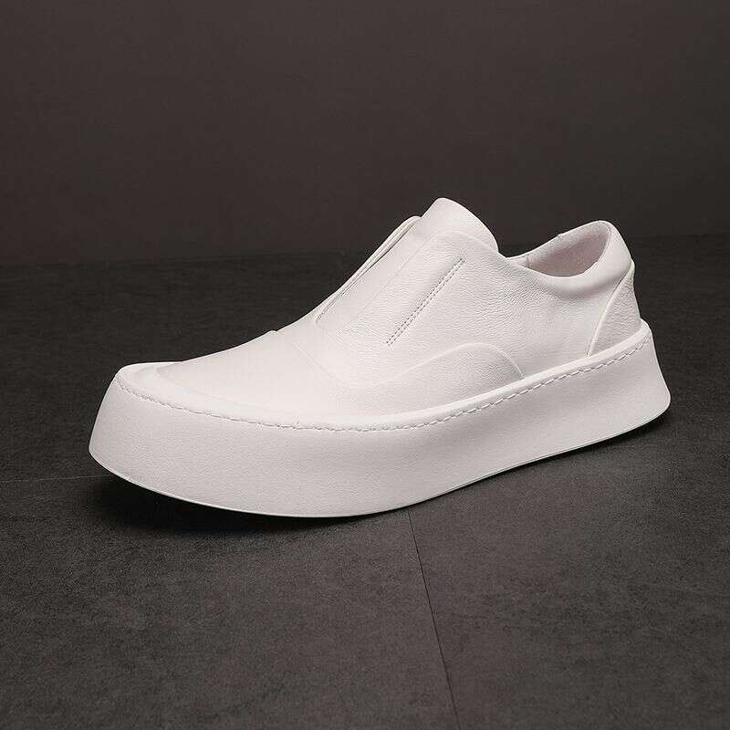 Casual Leather Made Of Men's Genuine Leather, Breathable, Wear-resistant, Versatile, Korean Style Trendy Shoes, White
