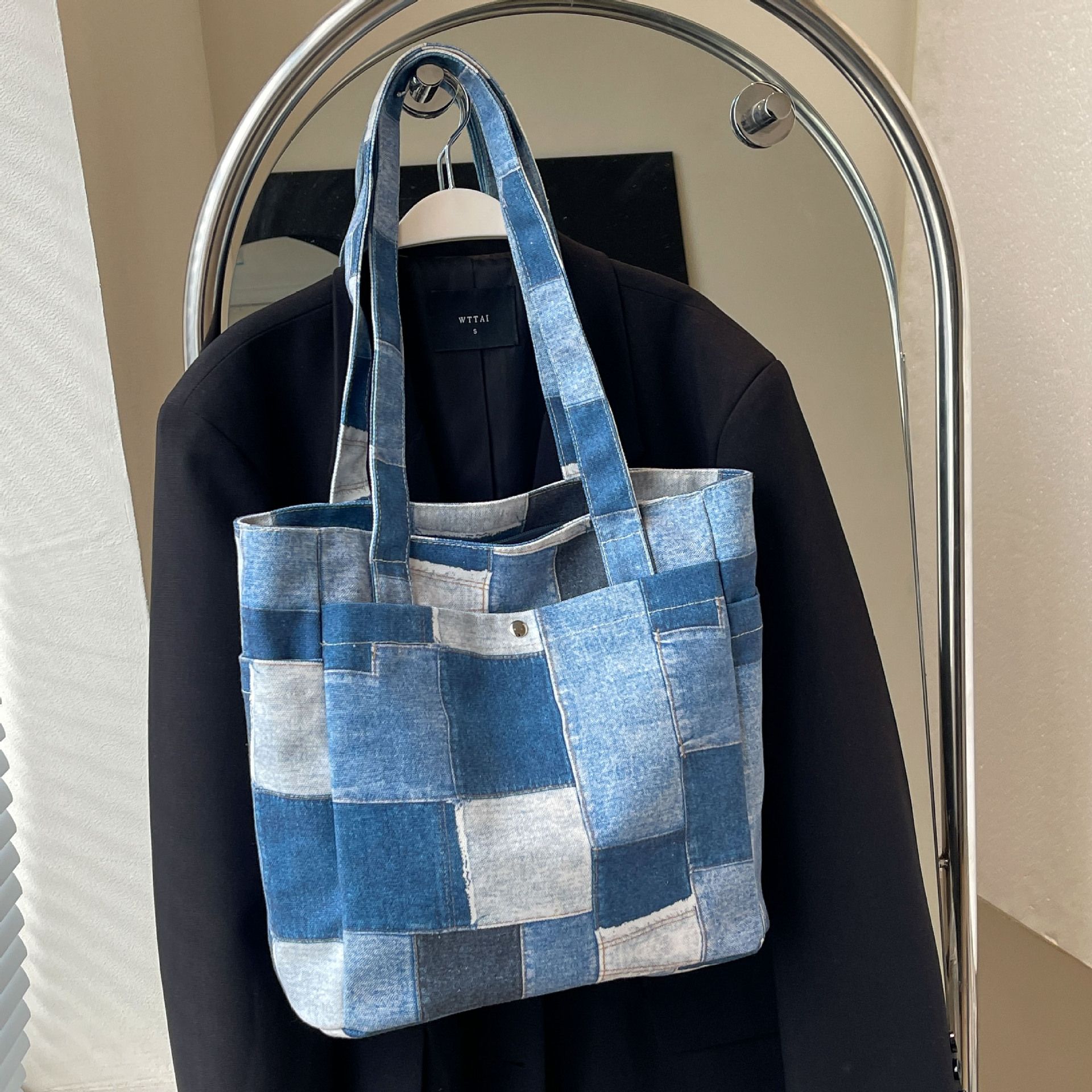 Autumn New Women's Shoulder Bag Fashion Large Capacity Color Block Splicing Handbag Casual Commuter Handbag Autumn New Designer Bag Women's 