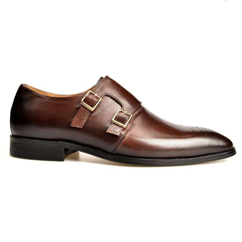 Unbeatable Quality Double Buckle Mengke Goodyear Suit One Foot Square Toe Handmade Leather Shoes, Men's