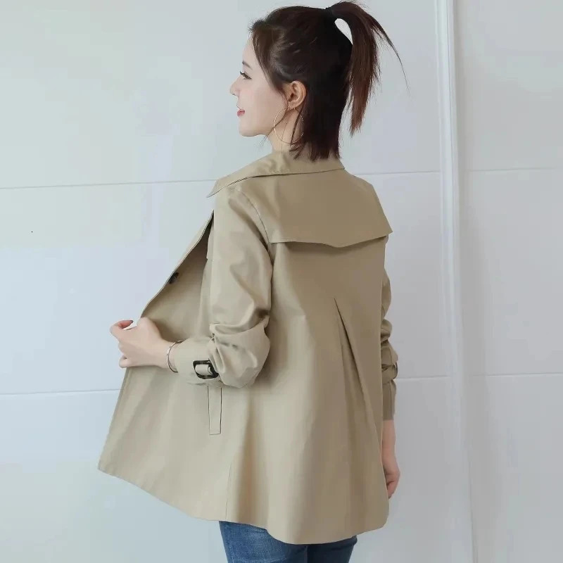Spring Autumn Trench Female Coat 2025 Korean Fashion Short khaki Windbreaker Women Jacket Casual Loose Ladies Outerwear Tops 250805