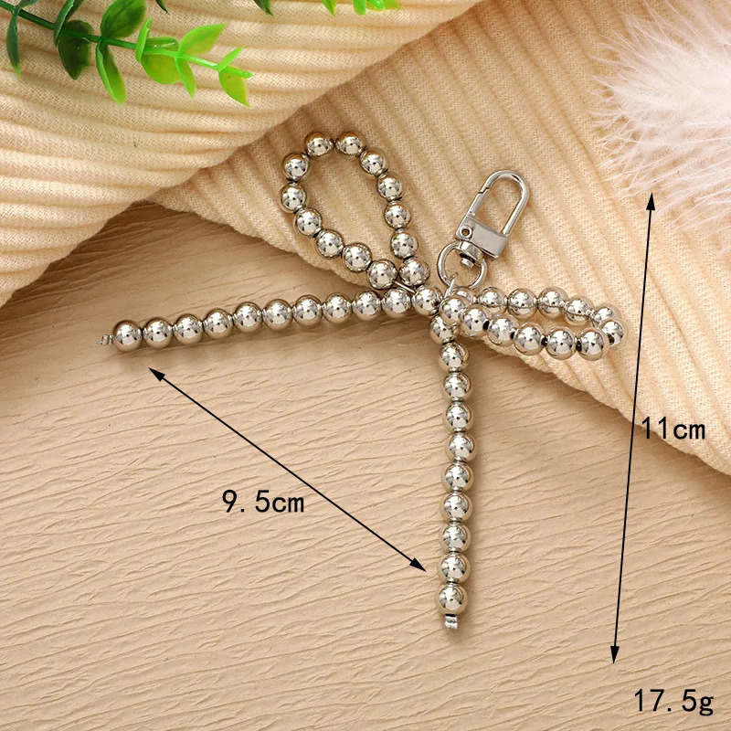 Bohemian Bowknot Heart Keychain Women Sweet Charm Pearl Bow Backpack Key Ring Handmade Jewelry Ornament Bags Pendants Gifts 250811