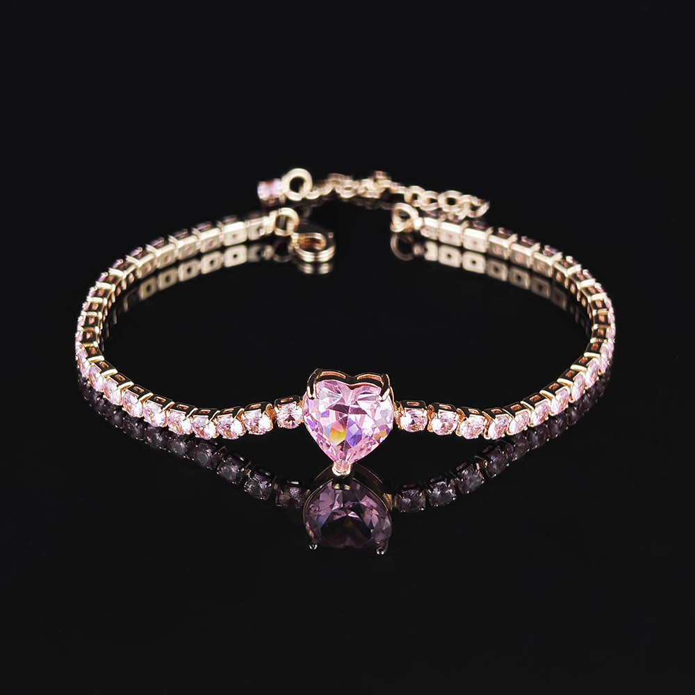 New Fashionable High-End Pink Heart Bracelet Adjustable Drawstring Jewelry Accessory s8481
