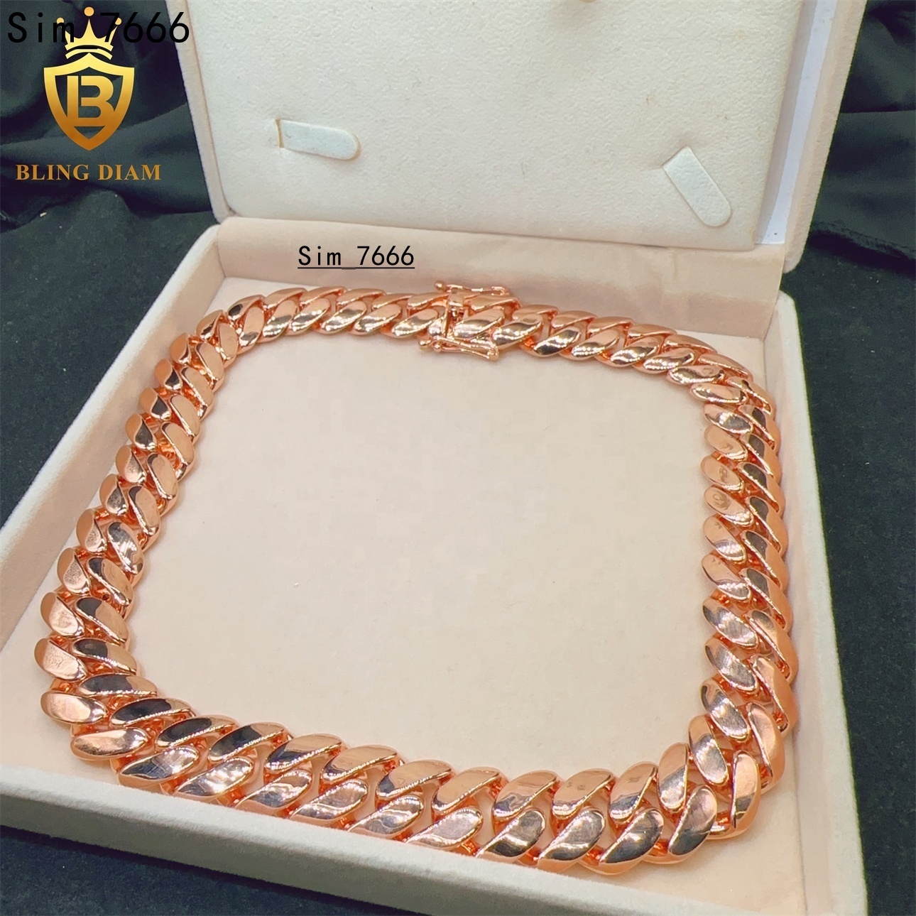 Fashion Hip Hop Fine Jewelry Iced Miami Cuban Link Chain Bracelet Sterling Silver 925 Necklace