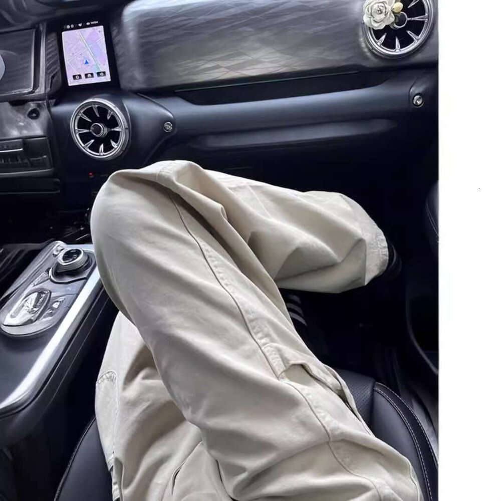 Khaki Logging Work Men Summer American Style Vibe Straight Cleanfit Slim Thin Casual Pants B5