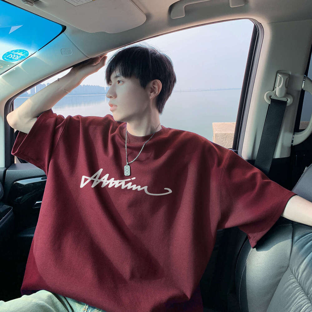 Short T-Shirt For Men Summer New American Style Trendy Brand Simple Pure Cotton Loose Half Sleeve Tee Shirt B5