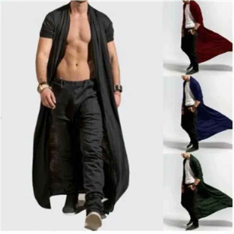 European and American Spring and Autumn Thin Mens Mature Long Slim Long Trench Coat Casual Fashion Solid Color Mens Top W250815