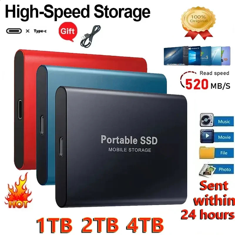 External Hard Drive 1TB Portable SSD 2TB Solid State USB 31TypeC Disk HighSpeed Storage for PCMacPhone 250811
