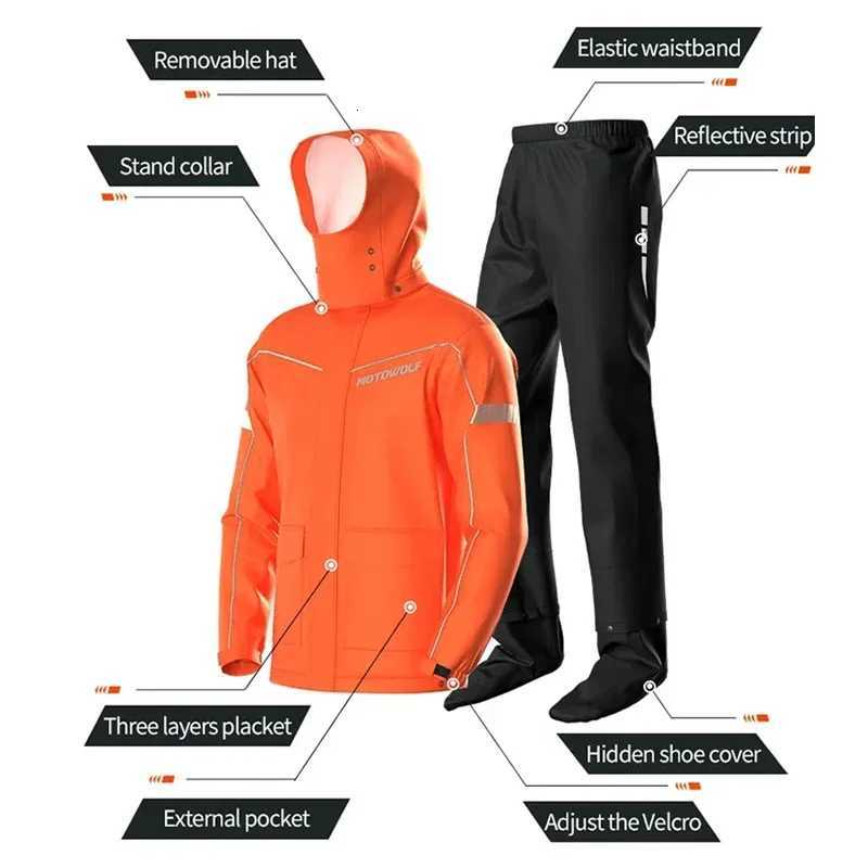 Motorcycle Rainsuit Waterproof Split Raincoat Suit Cycling Motorbike and Pants Lightweight Foldable Windproof Reflective Y250814