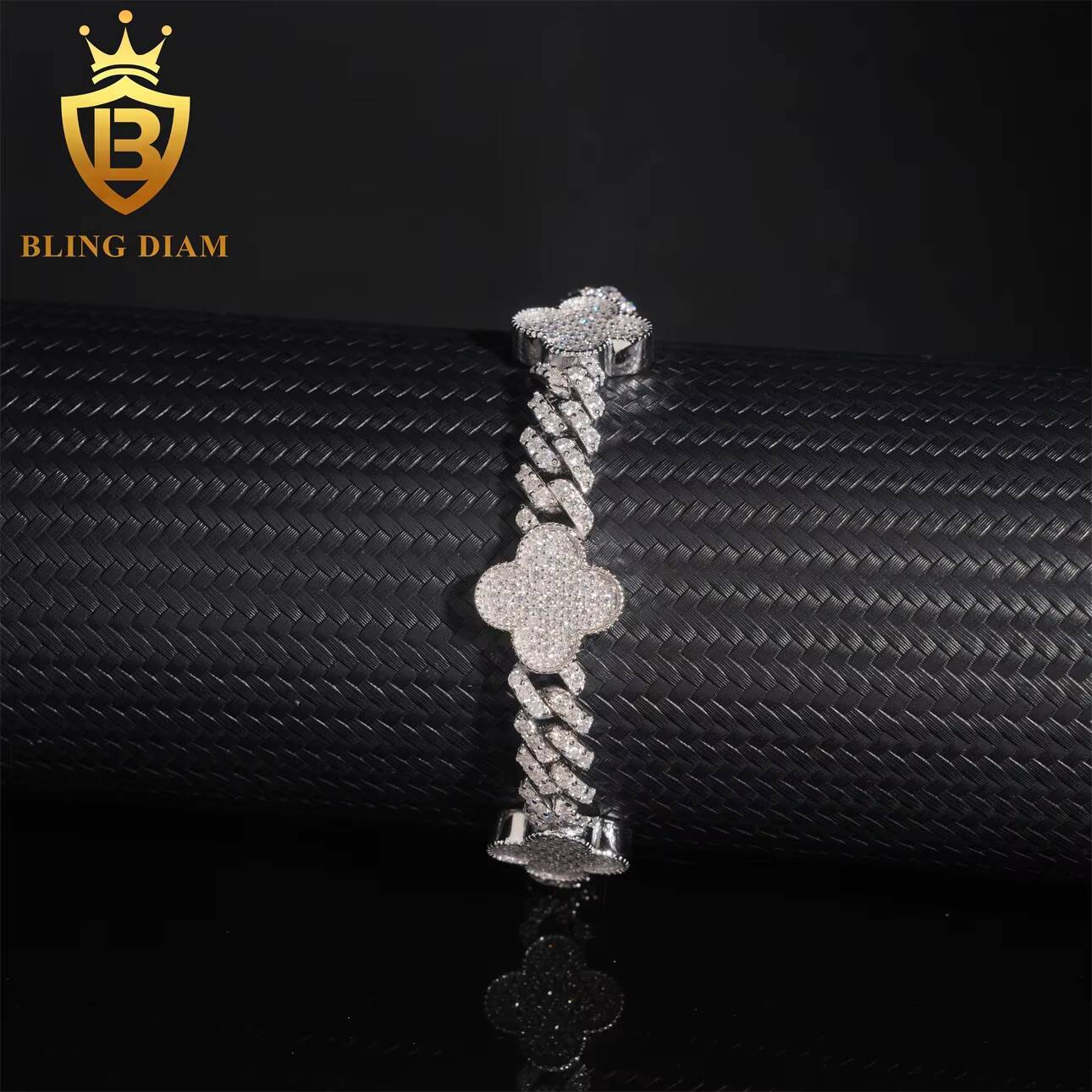 8mm Iced Out Pass Diamond Tester VVS Miossanite Diamond Hip Hop Miami Cuban Link Chain Bracelet
