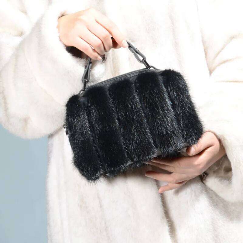Designer bag 52 Real Mink Fur For Women Winter Handbags Crossbody Single Shoulder Bag Evening Bags Ladies Fluffy Handbag