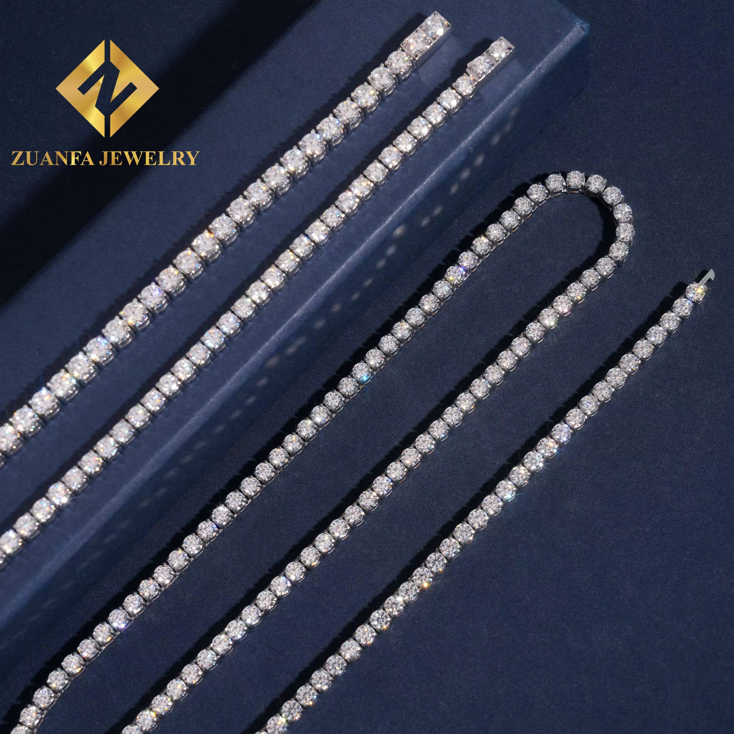 Hot Sale No Tarnish Stainless Steel 4mm Moissanite Diamond Pass Diamond Tester Tennis Chain Bracelet