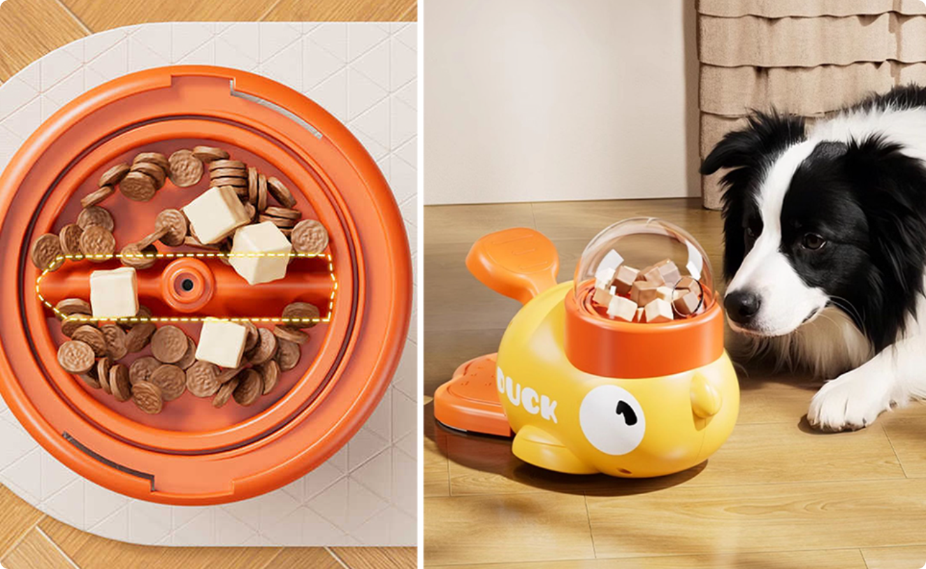 Farewell to destructive boredom New rubber duck pet feeding toy boosts interaction multi-functional fits freeze-dried treats under 15mm made of ABS