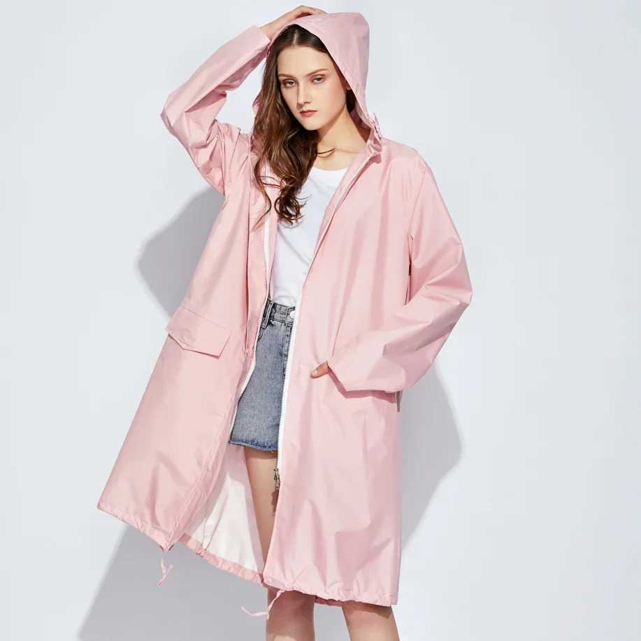 Women New Stylish Raincoat Women Rain Poncho Coat Outdoor Tourist Lightweigh Waterproof Zipper Ladies Rainwear Y250814