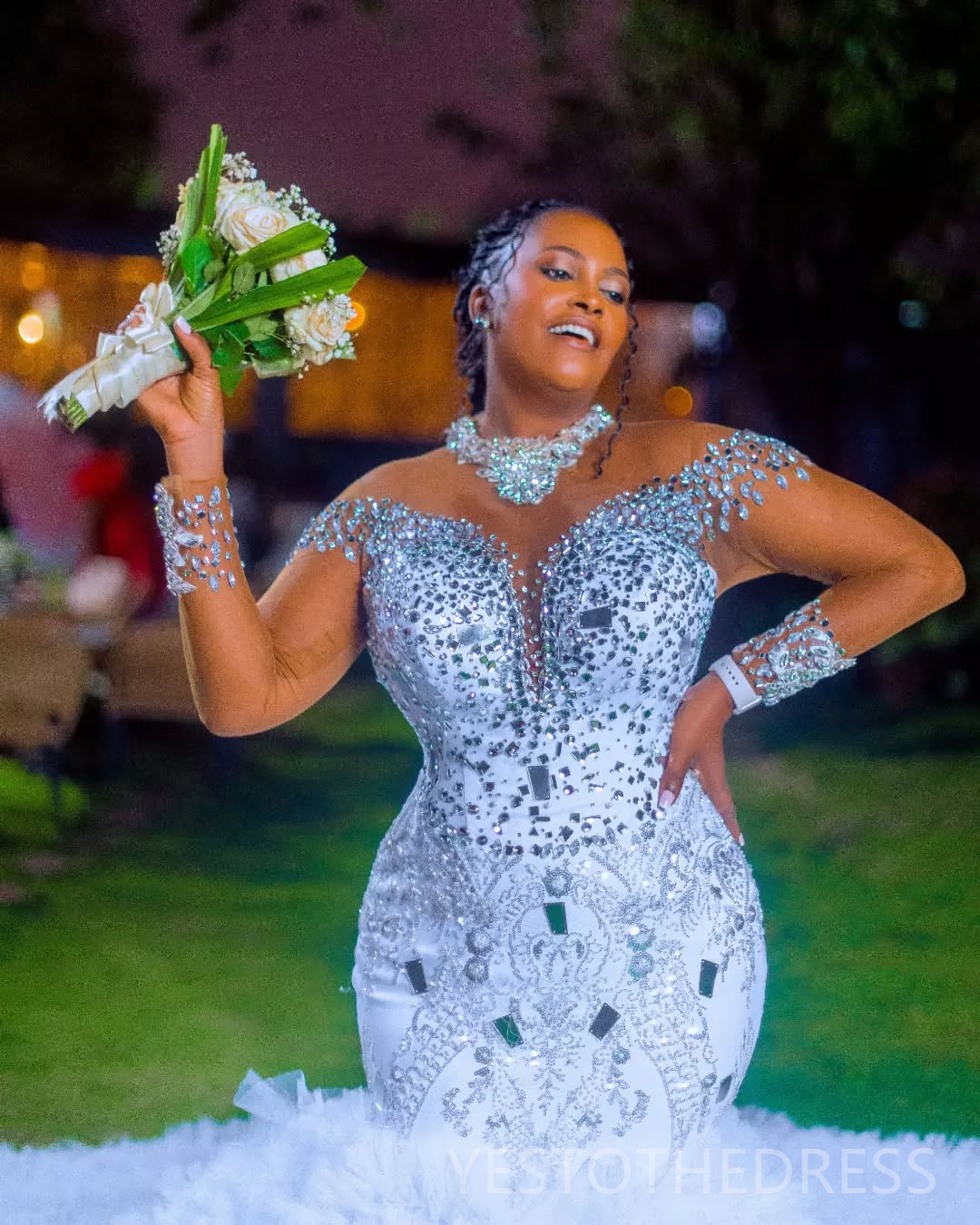 Arabic Aso Ebi Plus Size Off White Mermaid Wedding Dresses 2025 Pearls Beaded Floral Lace Full Sleeves Luxurious Vintage Bridal Gowns Dress D595