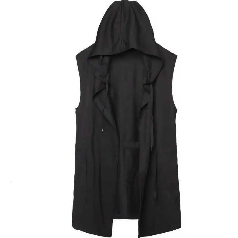 HKSH Spring Autumn New Male Tide Dark Punk Hip Hop Trench Hooded Cape Retro Gothic Sleeveless Coat Streetwear Windbreaker HK2368 W250815
