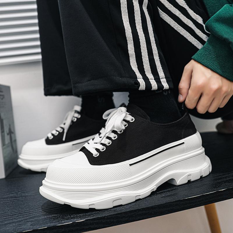 Designer Canvas shoes men thick soled fashionable height increasing men shoes sponge cake single shoes dad shoes white shoes free shipping