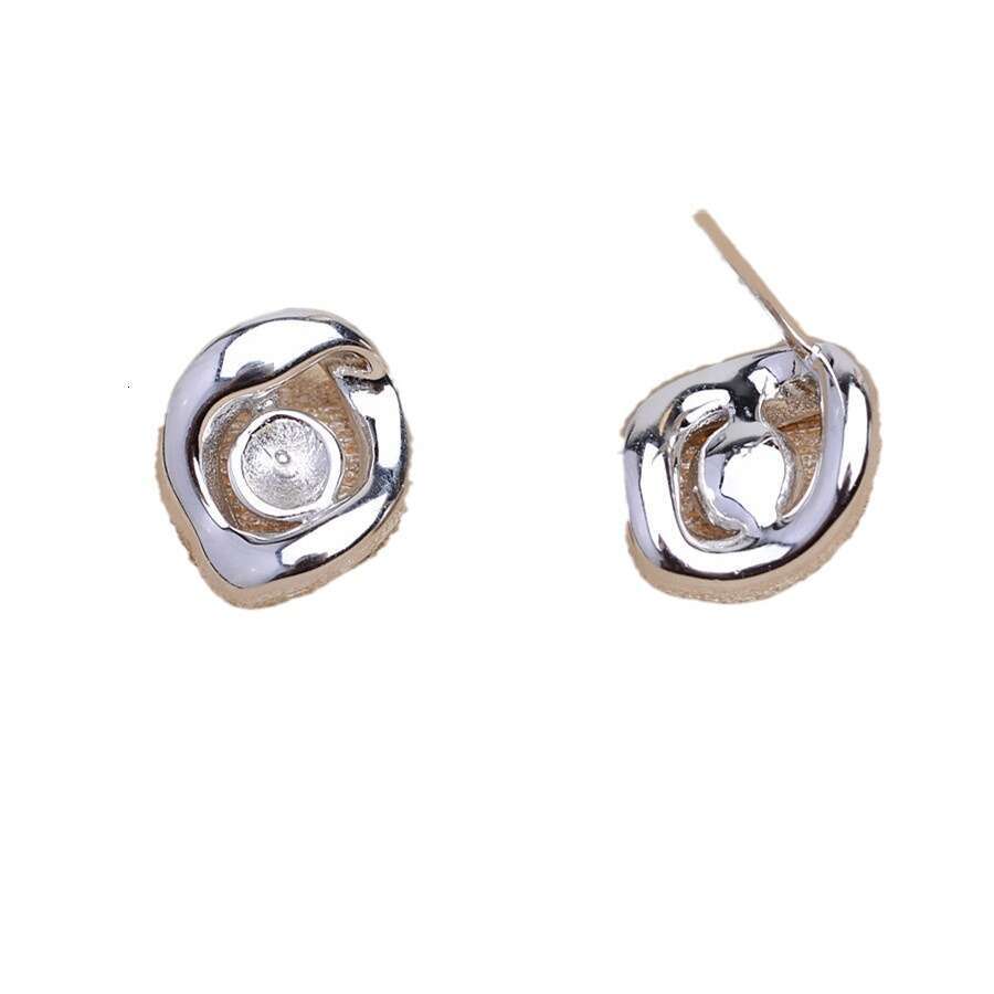 DHcollections DIY Sier Smooth Twist Earring Settings 5mm Eye Style Simple Earrings S Pearl Accessories 5605