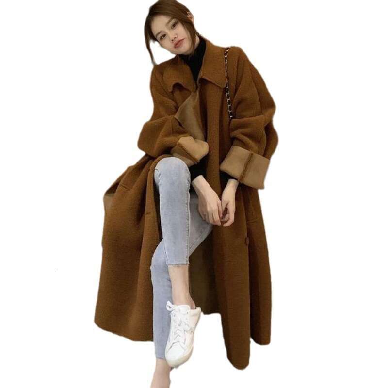 Korean style Autumn and winter corduroy casual suit suit trench coat women