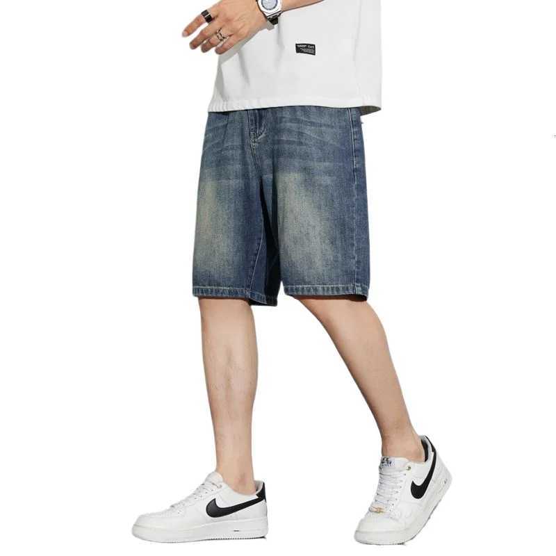 Casual Fashion Shorts Mens Summer New Style Korean RETRO Y2K Short Pants Loose Straight Five-Point Trendy Washed jeans Y250814